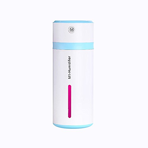 Xmada 230 ML USB Powered Mini Cool Mist Air Humidifier with LED Light for Car  Office  Bedroom and Living  Blue - B0756TNHT5